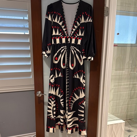 Commense Boho V Neck Split Dress NWT L - Picture 2 of 5